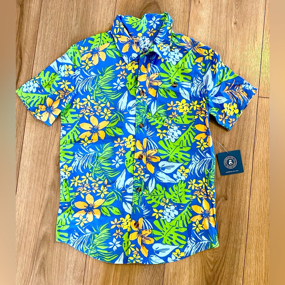 NEW kids 7/8 tropical button down Caribbean Joe🏝️